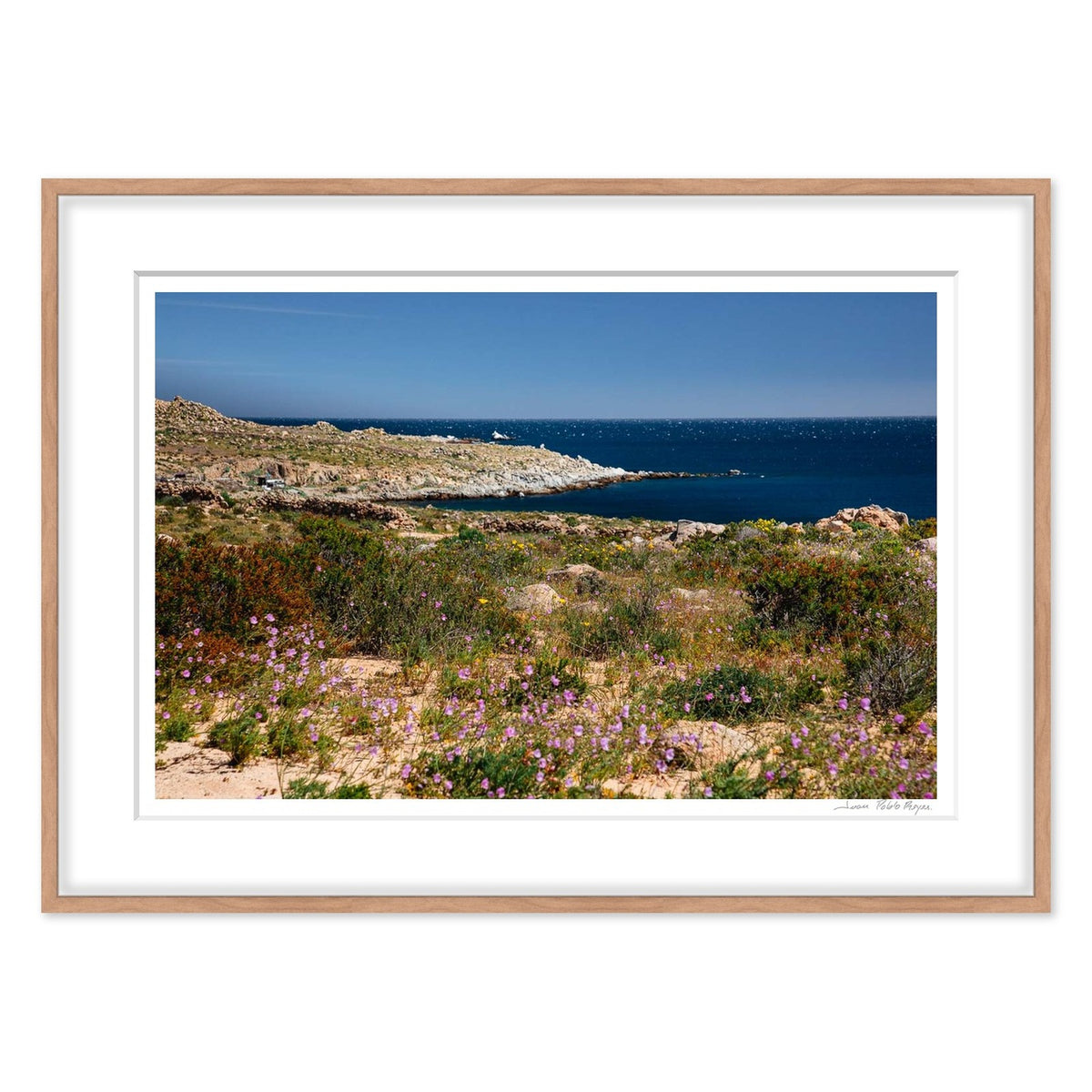 Mar y desierto florido - enmarcado madera